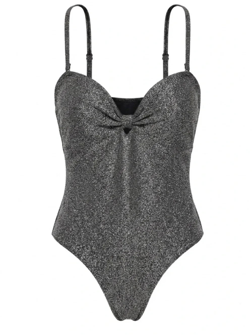 BETSEY JOHNSON Metallic Silver Glitter One-Piece Swimsuit NWT